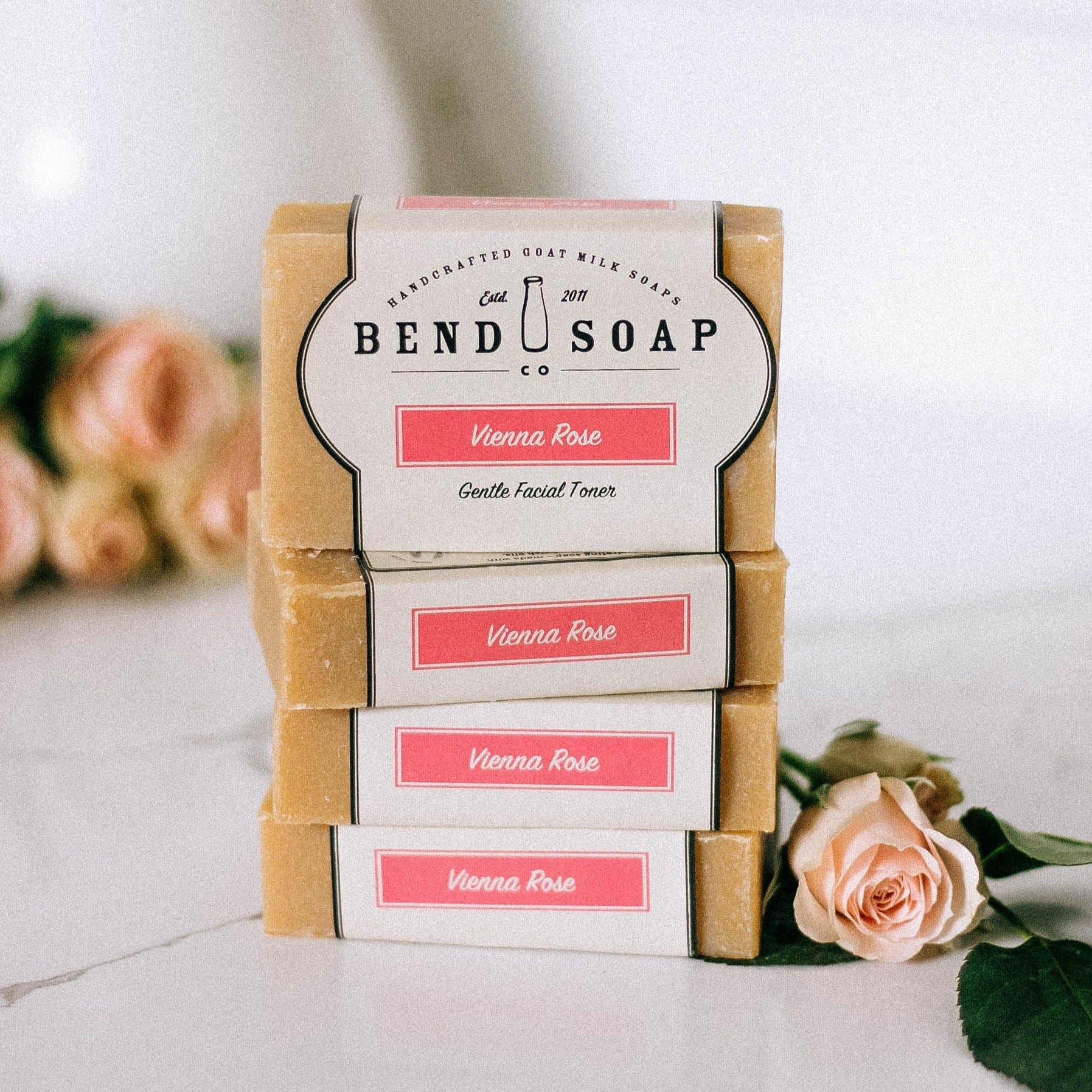 Vienna Rose Goat Milk Soap stack of four bars