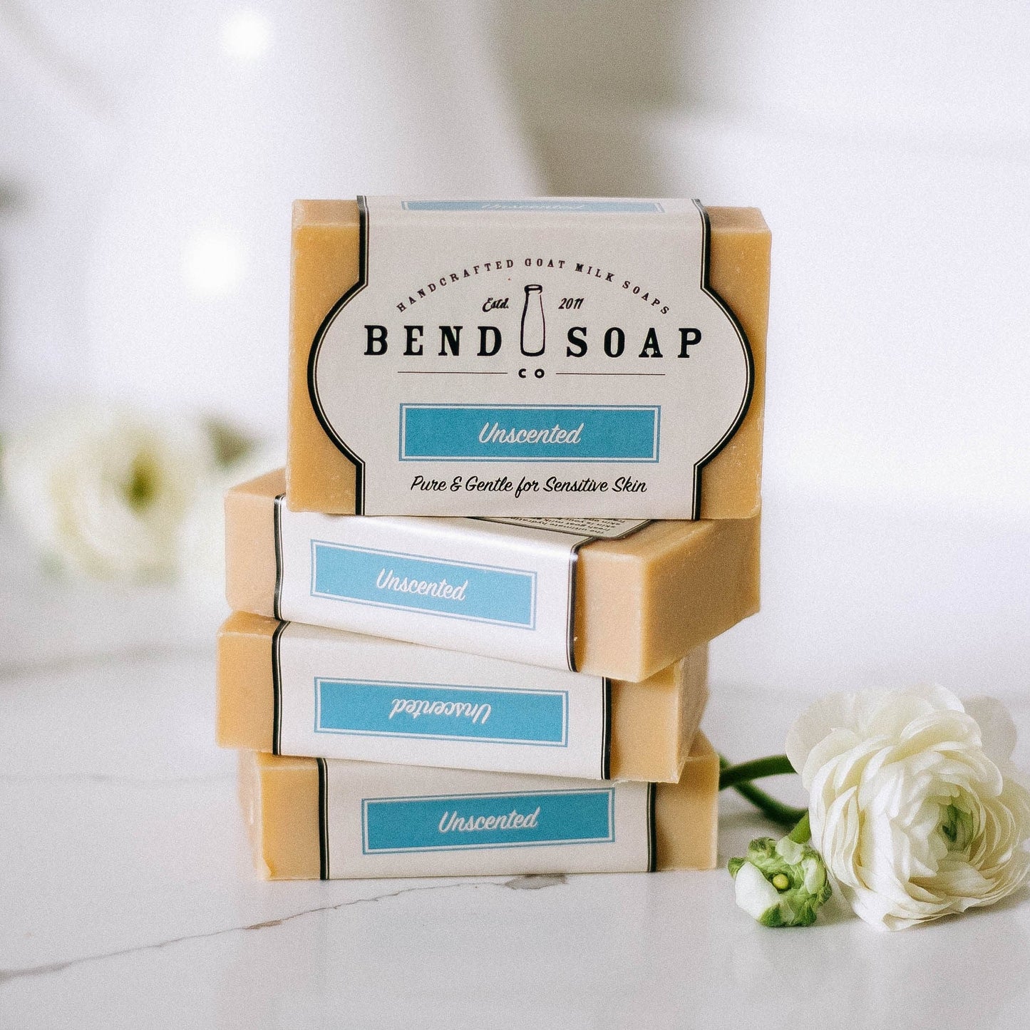 Unscented Goat Milk Soap stack of four bars